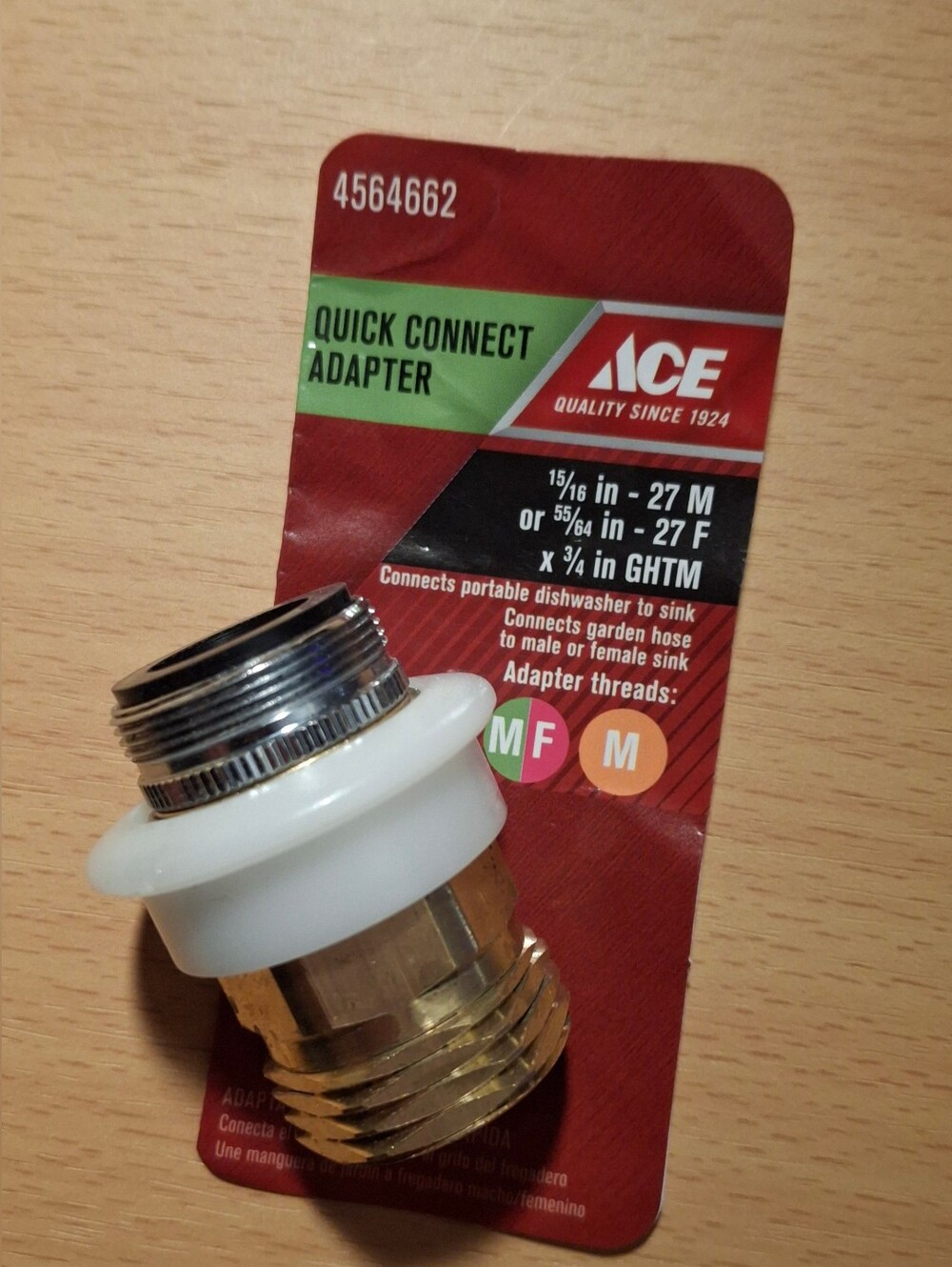 ACE Quick Connect Adapter 15/16-27M 55/64-27F x 3/4 GHTM Brass 4564662